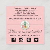 Waterverf van ananas en Hibiscus Flowers Tropisch Vierkante Visitekaartje (Achterkant)