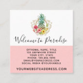 Waterverf van ananas en Hibiscus Flowers Tropisch Vierkante Visitekaartje (Achterkant)