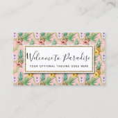 Waterverf van ananas en Hibiscus Flowers Tropisch Visitekaartje (Voorkant)