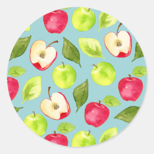Waterverf van appelfruit ronde sticker