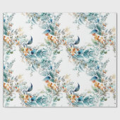 Waterverf van Aqua en Rust Foliage Wrapping Paper Cadeaupapier (Vlak)