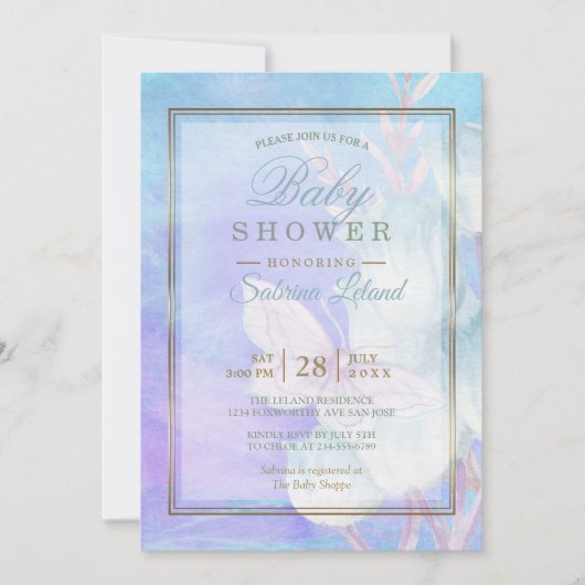 Waterverf van baby shower Butterfly en Blue Tulips Kaart (Voorkant)