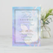Waterverf van baby shower Butterfly en Blue Tulips Kaart (Staand voorkant)