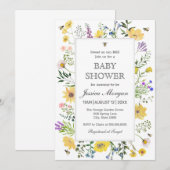 Waterverf van Baby shower van bijen en fijne wilde Kaart (Voorkant / Achterkant)