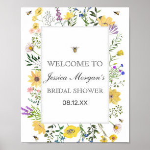 Waterverf van Baby shower van bijen en fijne wilde Poster