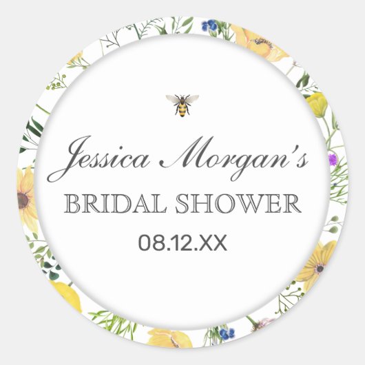 Waterverf van Baby shower van bijen en fijne wilde Ronde Sticker (Voorkant)