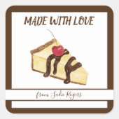 Waterverf van Bake Sale Cheesecake Custom Vierkante Sticker (Voorkant)