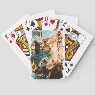 Waterverf van Bali Indonesia Asia Tropical Island Pokerkaarten