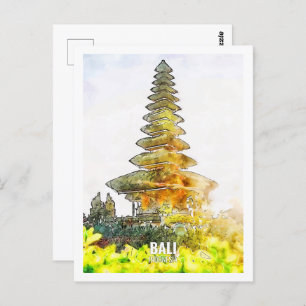 Waterverf van Bali Indonesia Travel Place Briefkaart