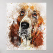 Waterverf van Basset hound Poster (Voorkant)