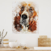 Waterverf van Basset hound Poster (Keuken)