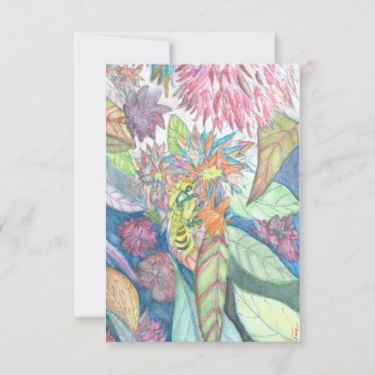 Waterverf van Bee & Flowers Bedankkaart (Voorkant)