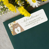 Waterverf van beer en bijen Wildbloemen Baby showe Etiket