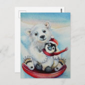 Waterverf van Beer van  van  van whimsical-pinguïn Briefkaart (Voorkant / Achterkant)