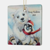 Waterverf van Beer van  van  van whimsical-pinguïn Keramisch Ornament (Links)