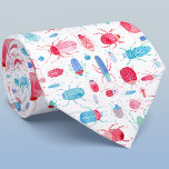 Waterverf van beetel stropdas<br><div class="desc">Waterverf beestjes en kevers op een witte achtergrond in roze, rode, blauwe en turquoise. Ideaal voor entomologen en natuur liefhebbers! Originele kunst van Nic Squirrell.</div>