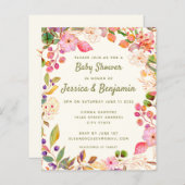 Waterverf van begrotingspost Floral Baby shower Ui (Voorkant / Achterkant)