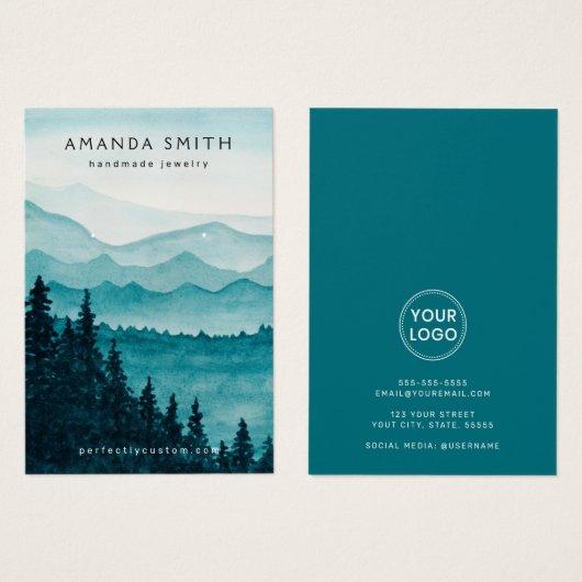Waterverf van bergen die een weergavekaart verdien visitekaartje (Voorkant /achterkant)