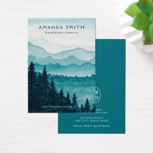 Waterverf van bergen die een weergavekaart verdien visitekaartje (Bureau)