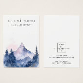 Waterverf van bergen en bomen, oorkaart visitekaartje (Voorkant /achterkant)