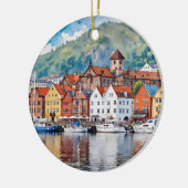 Waterverf van Bergen-Noorwegen Keramisch Ornament (Links)