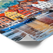 Waterverf van Bergen-Noorwegen Poster (Hoek)