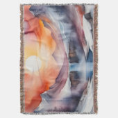 Waterverf van besneeuwde bergen onder zonsondergan deken (Voorkant Verticaal)