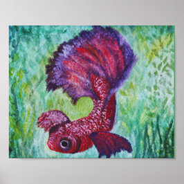 Waterverf van Betta-vis Poster