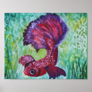 Waterverf van Betta-vis Poster