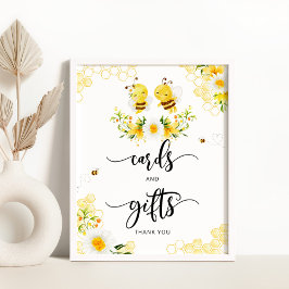 Waterverf van bijen en cadeaubord poster