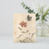 Waterverf van  bijen, vlinder en papaver briefkaart (Staand voorkant)
