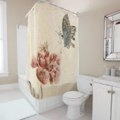 Waterverf van  bijen, vlinder en papaver douchegordijn (In situ)