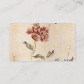 Waterverf van  bijen, vlinder en papaver visitekaartje (Achterkant)