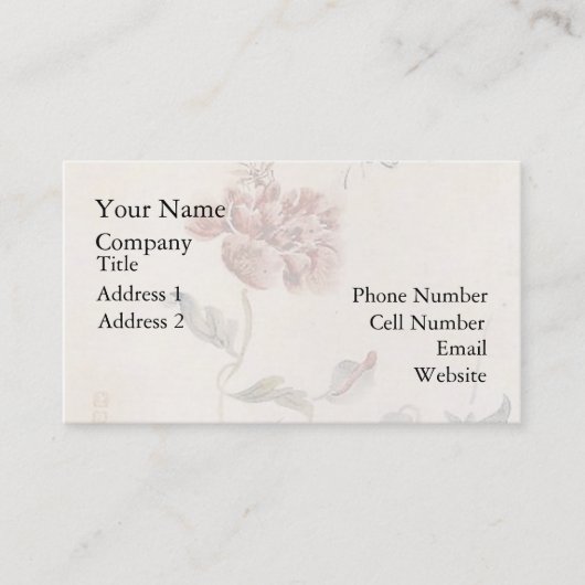 Waterverf van  bijen, vlinder en papaver visitekaartje (Voorkant)