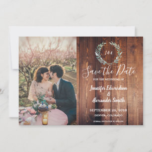 Waterverf van bijtschors laat monogram foto save the date