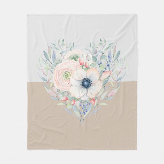 Waterverf van bladeren en bloemen fleece deken (Voorkant)