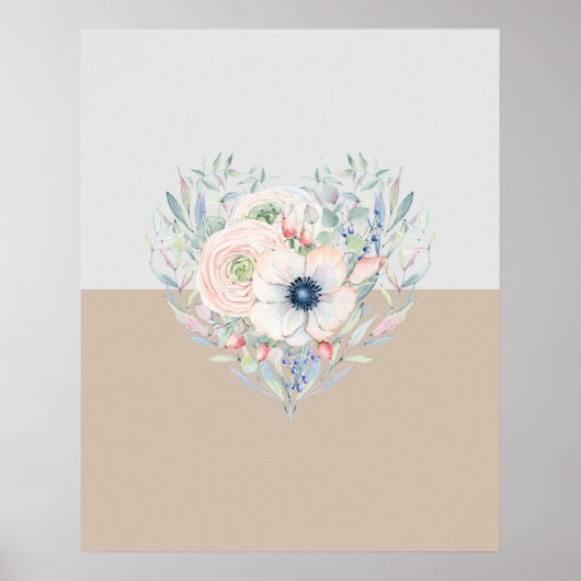 Waterverf van bladeren en bloemen poster (Voorkant)