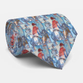 Waterverf van blauwe Abstracte paarden en Rider Stropdas (Opgerold)