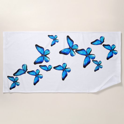 Waterverf van blauwe aqua morpho butterfly strandlaken (Voorkant)
