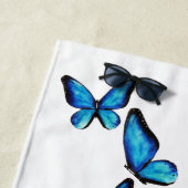 Waterverf van blauwe aqua morpho butterfly strandlaken (In situ)