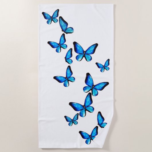 Waterverf van blauwe aqua morpho butterfly strandlaken (Voorkant)