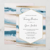 Waterverf van blauwe en gouden verf kaart (Voorkant / Achterkant)