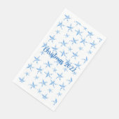 Waterverf van blauwe zeester met golfrog-silhouet servet (Hoek)