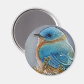 Waterverf van blauwvogel magneet (Voorkant / Achterkant)