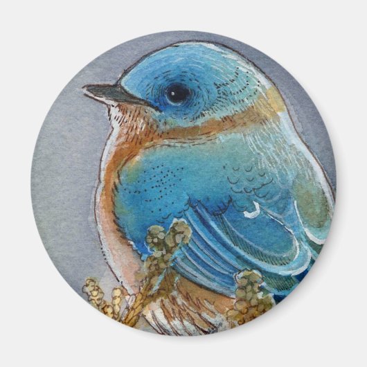 Waterverf van blauwvogel magneet (Voorkant)
