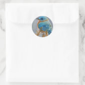 Waterverf van blauwvogel ronde sticker (Tas)