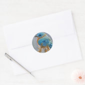 Waterverf van blauwvogel ronde sticker (Envelop)