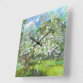 Waterverf van bloedige tuinschilderkunst vierkante klok (Hoek)