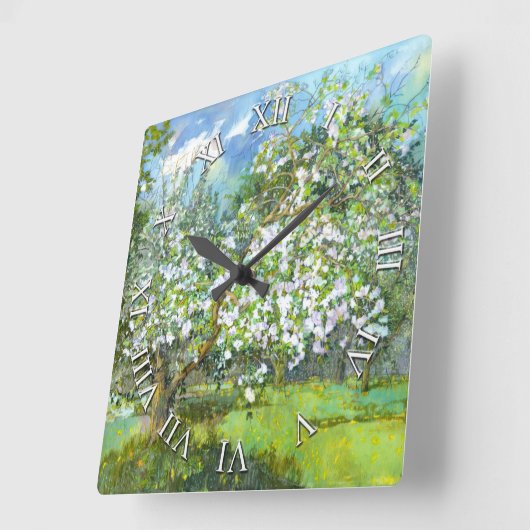 Waterverf van bloedige tuinschilderkunst vierkante klok (Hoek)