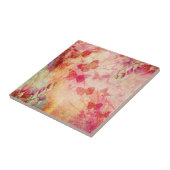 Waterverf van bloemen en vlinders, van keramische  tegeltje (Zijkant)